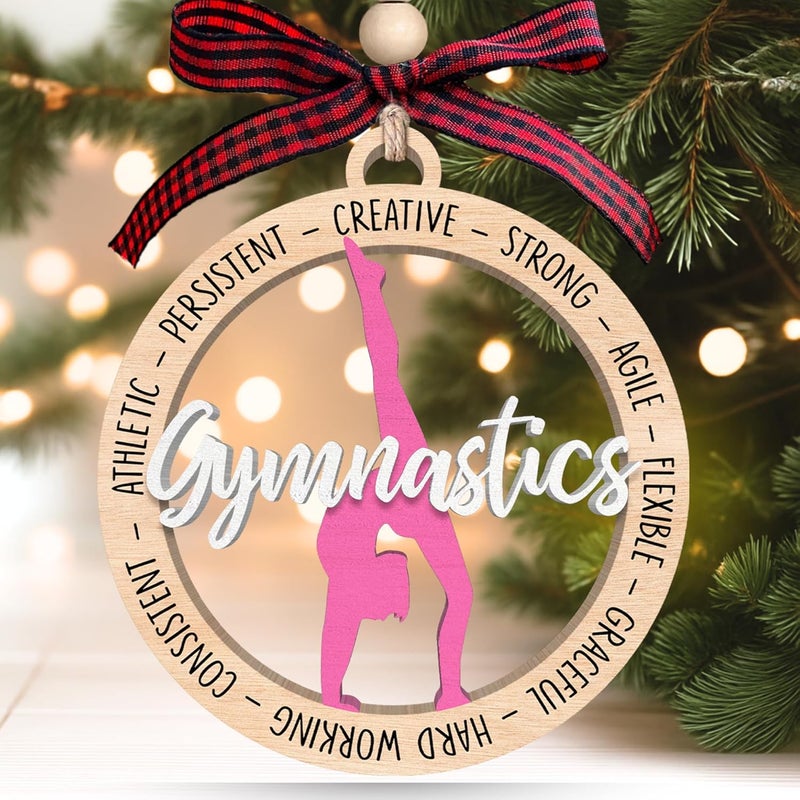 MAPDTWO Gymnastics Ornaments for Christmas Tree - Gymnastics Gifts - Gymnasts Gifts for Girls, Women, Kids, Lovers, Team, Coach - Gymnastic Ornaments - Gymnast Christmas Ornament - Wood Ornament 2025 - Image 1